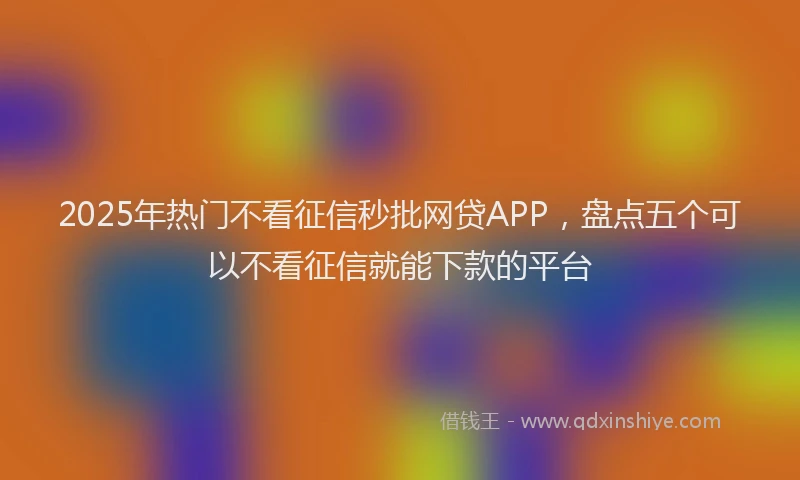 2025年热门不看征信秒批网贷APP，盘点五个可以不看征信就能下款的平台
