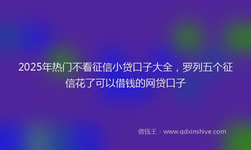 2025年热门不看征信小贷口子大全，罗列五个征信花了可以借钱的网贷口子