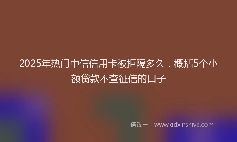 2025年热门中信信用卡被拒隔多久，概括5个小额贷款不查征信的口子