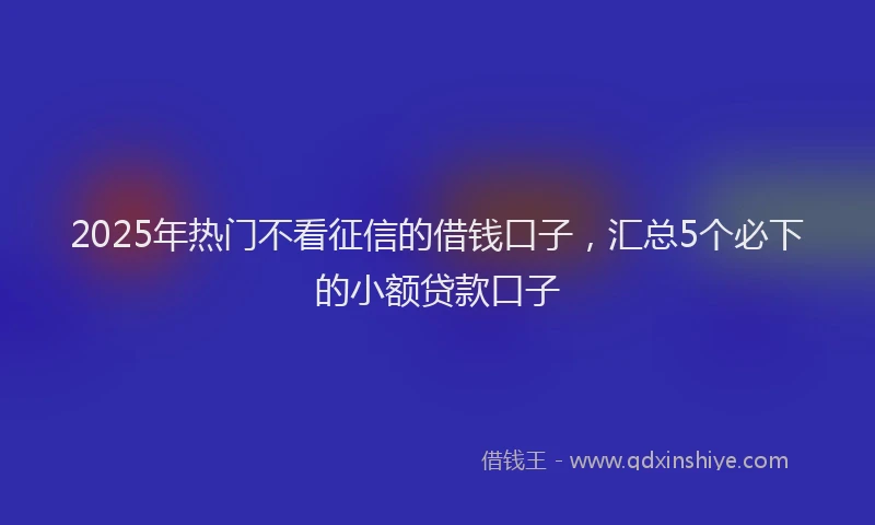 2025年热门不看征信的借钱口子，汇总5个必下的小额贷款口子