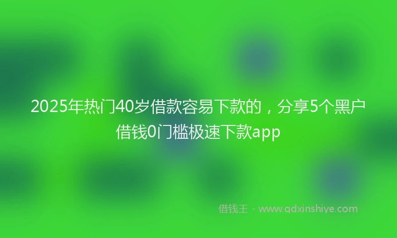 2025年热门40岁借款容易下款的，分享5个黑户借钱0门槛极速下款app