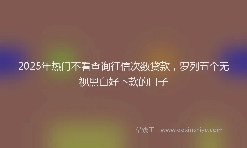 2025年热门不看查询征信次数贷款，罗列五个无视黑白好下款的口子