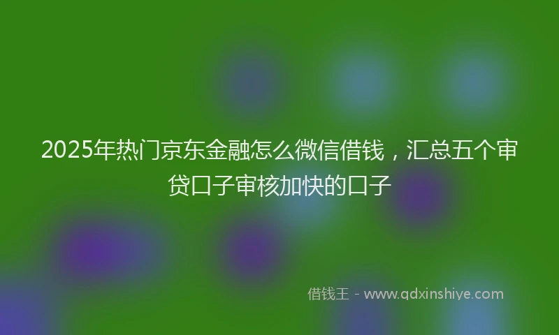 2025年热门京东金融怎么微信借钱，汇总五个审贷口子审核加快的口子