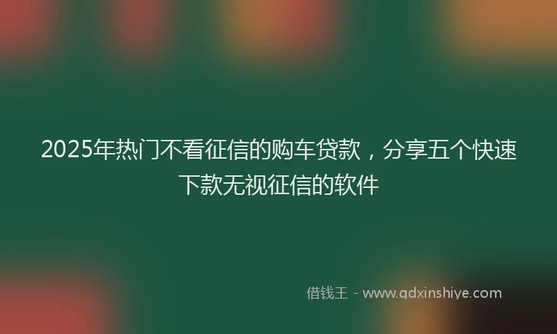 2025年热门不看征信的购车贷款，分享五个快速下款无视征信的软件