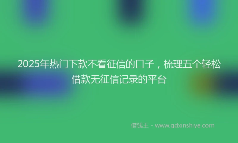 2025年热门下款不看征信的口子，梳理五个轻松借款无征信记录的平台