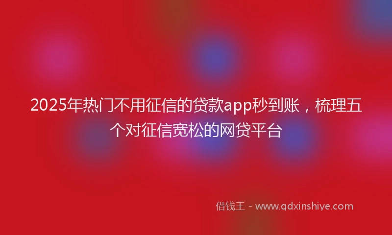 2025年热门不用征信的贷款app秒到账，梳理五个对征信宽松的网贷平台