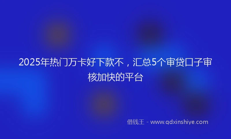 2025年热门万卡好下款不，汇总5个审贷口子审核加快的平台