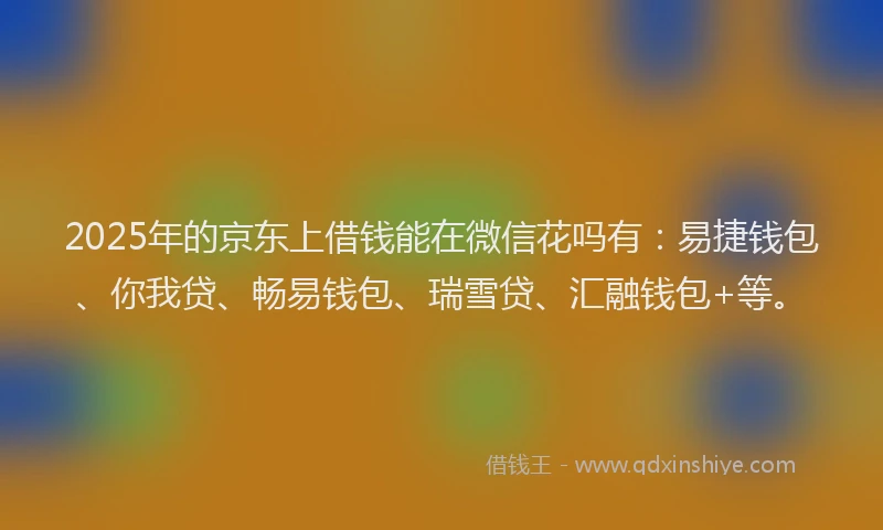 2025年的京东上借钱能在微信花吗有：易捷钱包、你我贷、畅易钱包、瑞雪贷、汇融钱包+等。