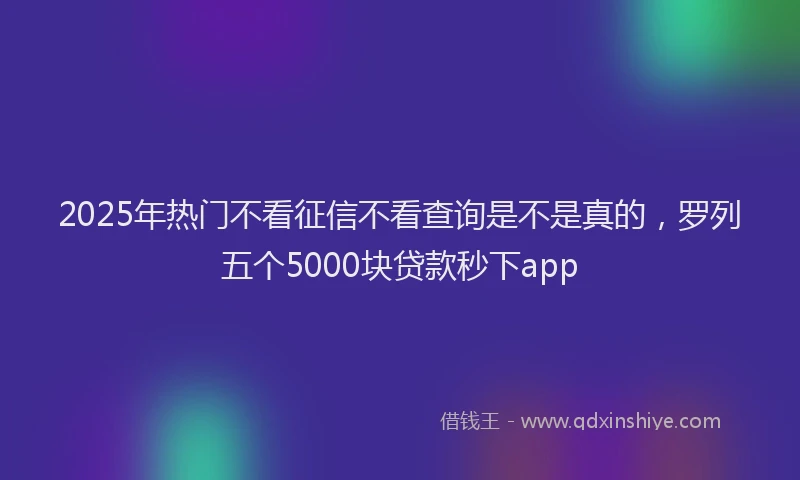 2025年热门不看征信不看查询是不是真的，罗列五个5000块贷款秒下app