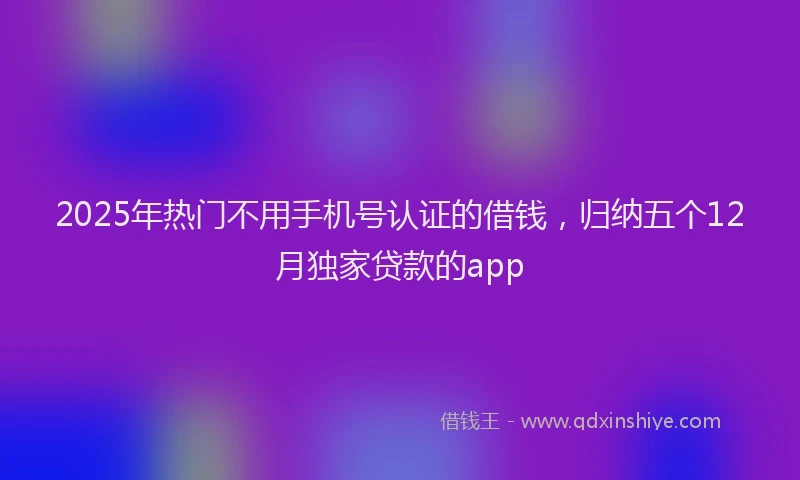 2025年热门不用手机号认证的借钱，归纳五个12月独家贷款的app