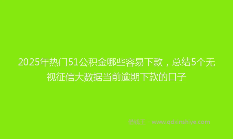 2025年热门51公积金哪些容易下款，总结5个无视征信大数据当前逾期下款的口子