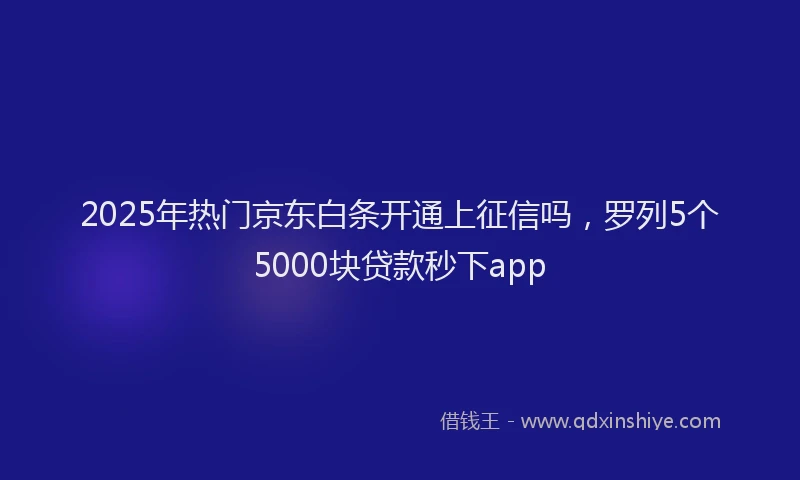 2025年热门京东白条开通上征信吗，罗列5个5000块贷款秒下app