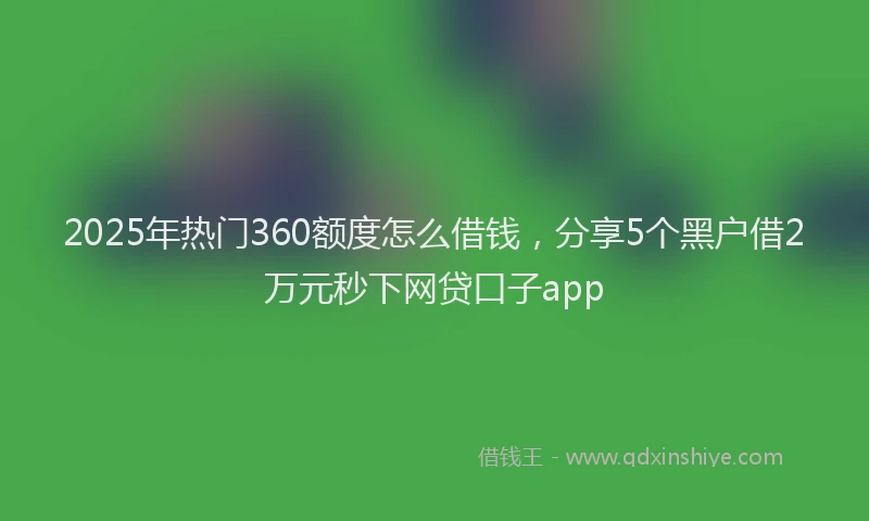 2025年热门360额度怎么借钱，分享5个黑户借2万元秒下网贷口子app