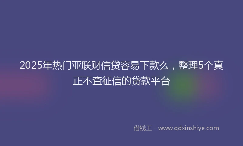 2025年热门亚联财信贷容易下款么，整理5个真正不查征信的贷款平台