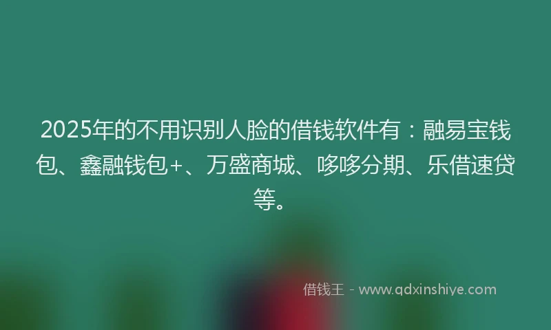 2025年的不用识别人脸的借钱软件有：融易宝钱包、鑫融钱包+、万盛商城、哆哆分期、乐借速贷等。