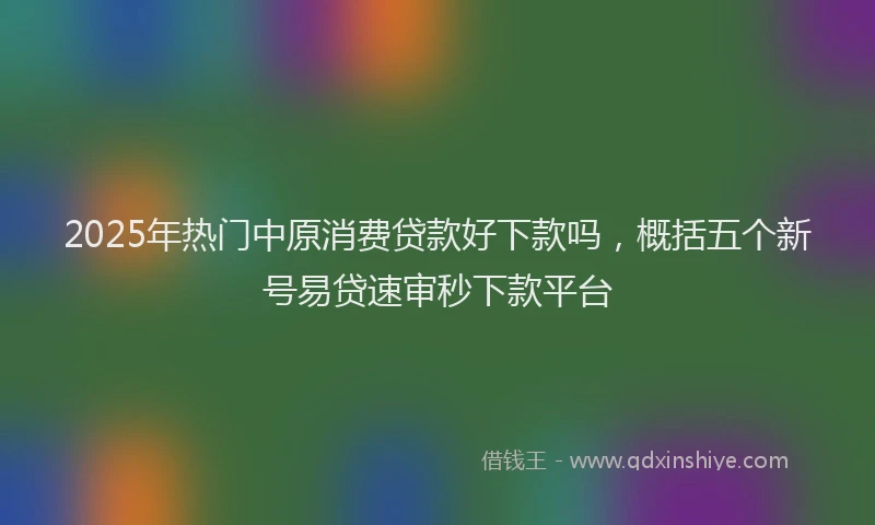 2025年热门中原消费贷款好下款吗，概括五个新号易贷速审秒下款平台