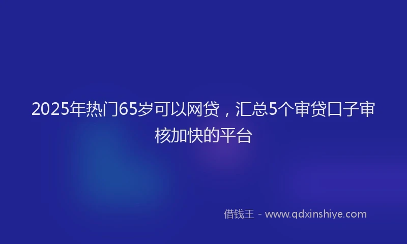 2025年热门65岁可以网贷，汇总5个审贷口子审核加快的平台