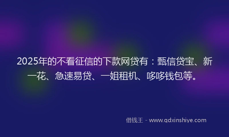 2025年的不看征信的下款网贷有：甄信贷宝、新一花、急速易贷、一姐租机、哆哆钱包等。