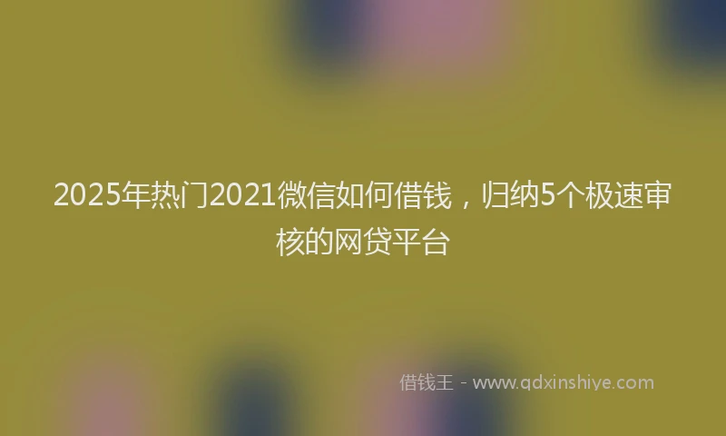 2025年热门2021微信如何借钱，归纳5个极速审核的网贷平台
