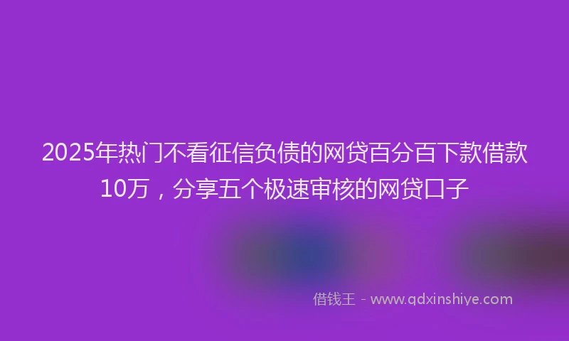 2025年热门不看征信负债的网贷百分百下款借款10万，分享五个极速审核的网贷口子
