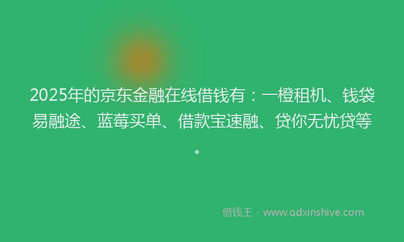 2025年的京东金融在线借钱有：一橙租机、钱袋易融途、蓝莓买单、借款宝速融、贷你无忧贷等。