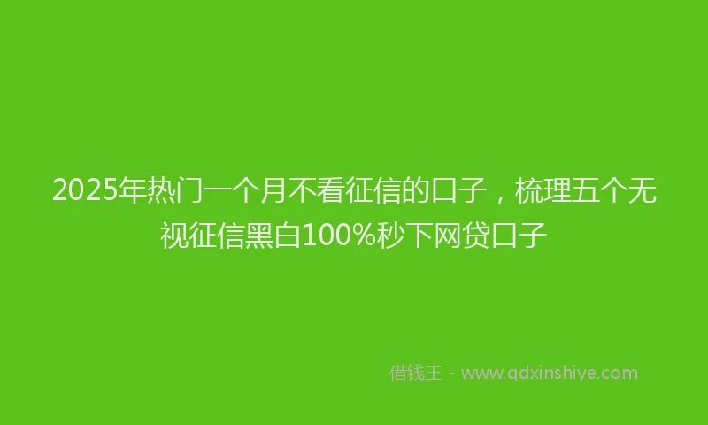 2025年热门一个月不看征信的口子，梳理五个无视征信黑白100%秒下网贷口子