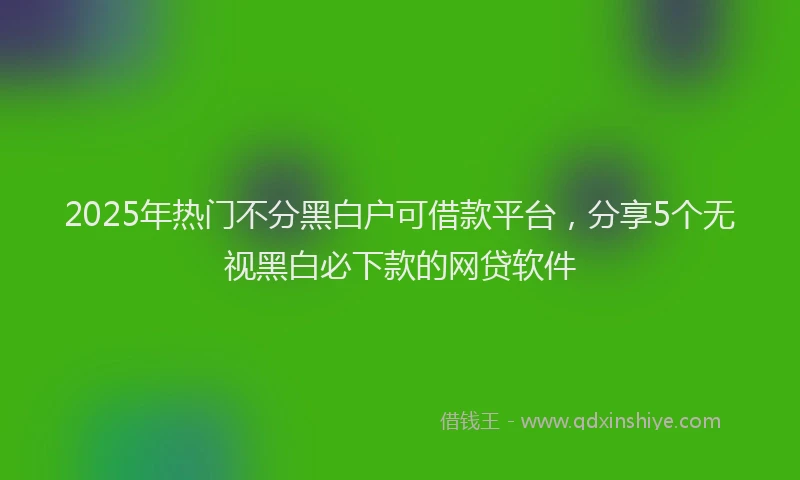 2025年热门不分黑白户可借款平台，分享5个无视黑白必下款的网贷软件