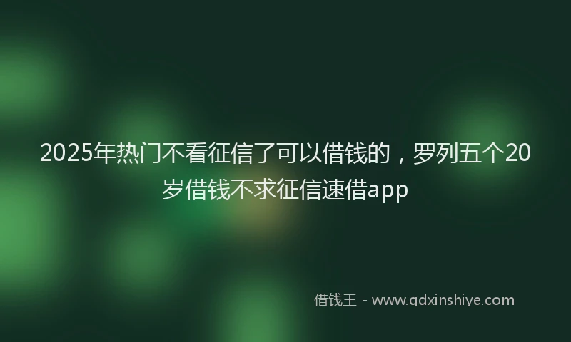 2025年热门不看征信了可以借钱的，罗列五个20岁借钱不求征信速借app