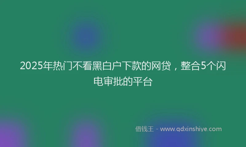 2025年热门不看黑白户下款的网贷，整合5个闪电审批的平台