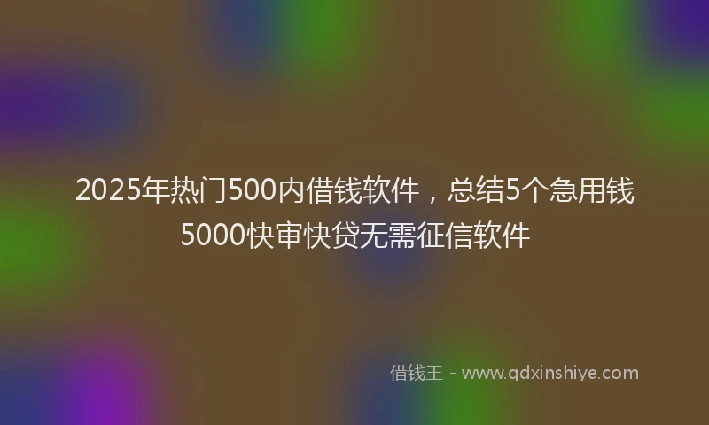 2025年热门500内借钱软件，总结5个急用钱5000快审快贷无需征信软件