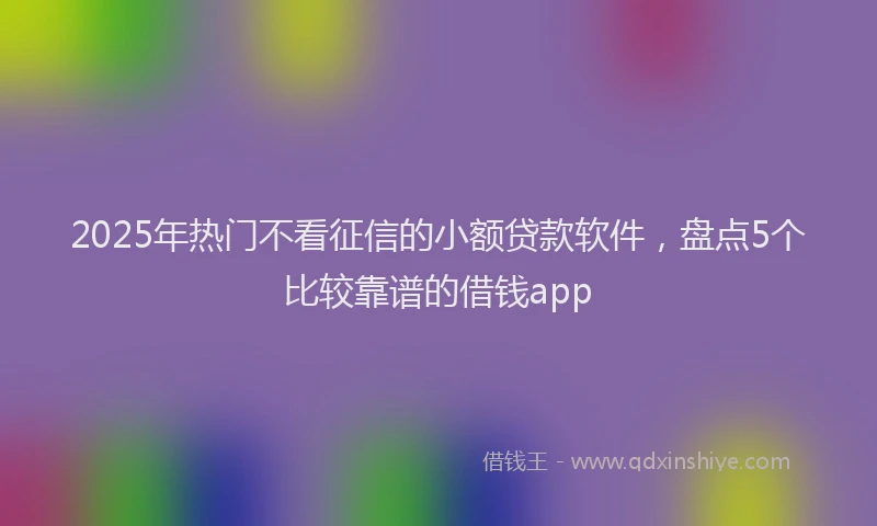 2025年热门不看征信的小额贷款软件，盘点5个比较靠谱的借钱app