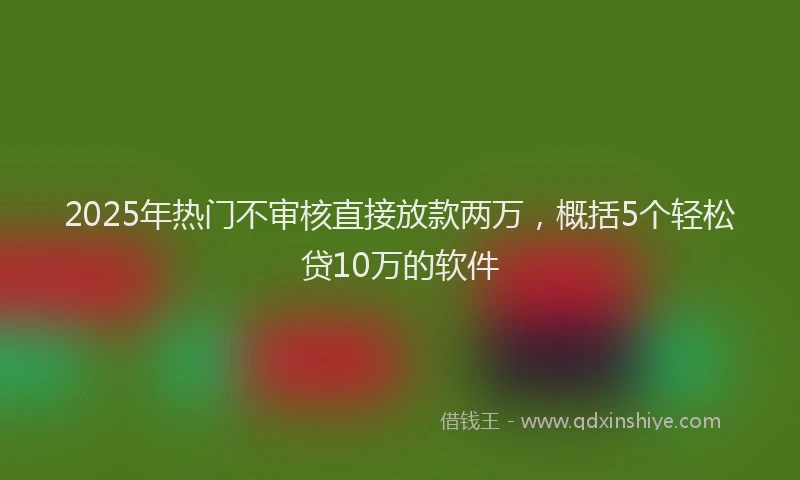 2025年热门不审核直接放款两万，概括5个轻松贷10万的软件