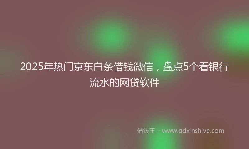 2025年热门京东白条借钱微信，盘点5个看银行流水的网贷软件
