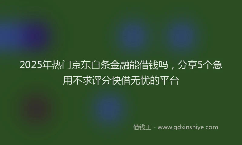 2025年热门京东白条金融能借钱吗，分享5个急用不求评分快借无忧的平台