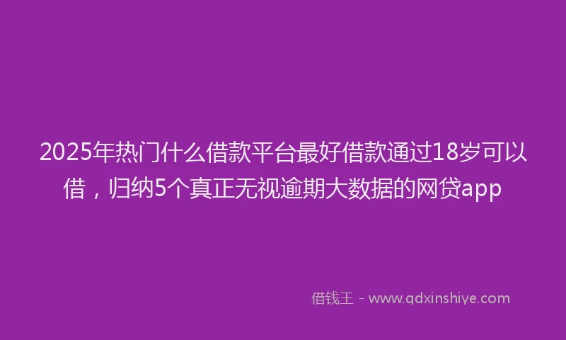 2025年热门什么借款平台最好借款通过18岁可以借，归纳5个真正无视逾期大数据的网贷app