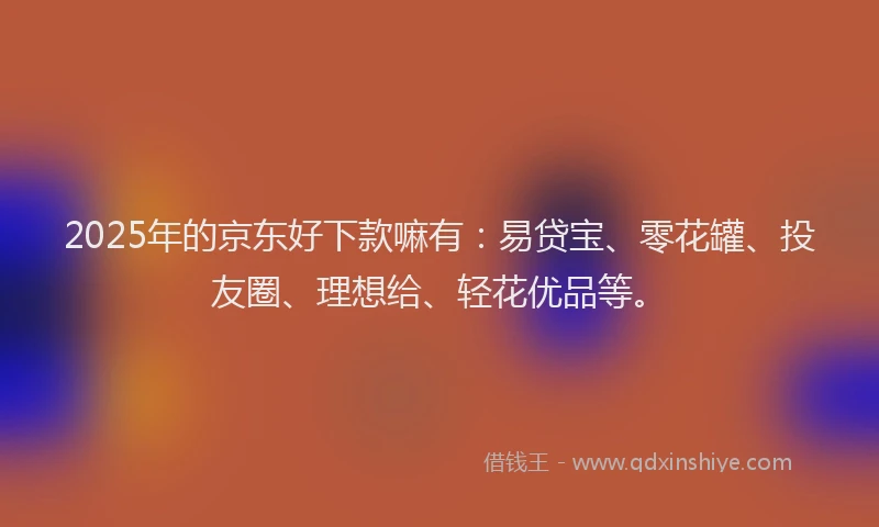 2025年的京东好下款嘛有：易贷宝、零花罐、投友圈、理想给、轻花优品等。