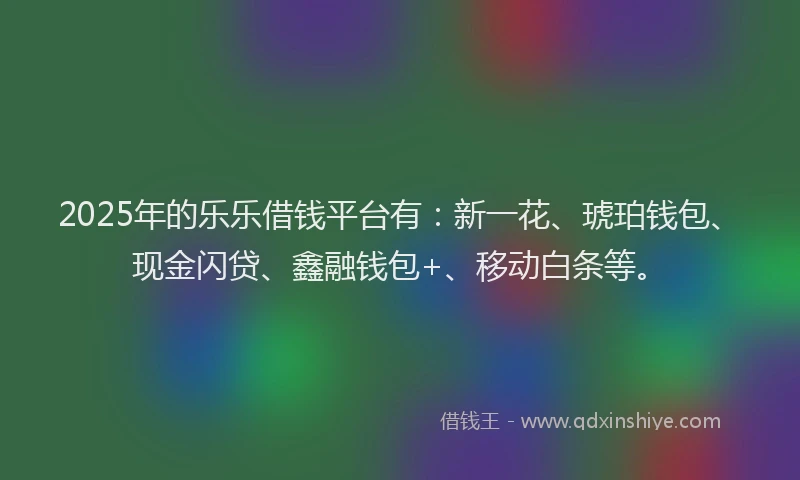 2025年的乐乐借钱平台有：新一花、琥珀钱包、现金闪贷、鑫融钱包+、移动白条等。