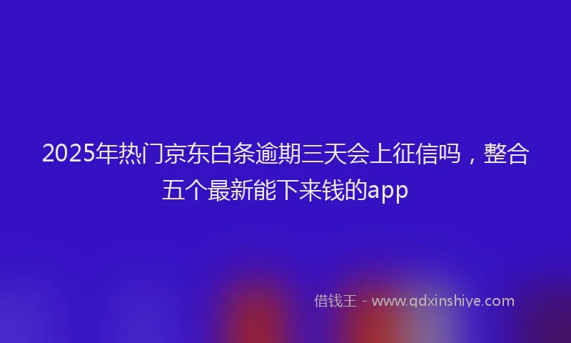 2025年热门京东白条逾期三天会上征信吗，整合五个最新能下来钱的app