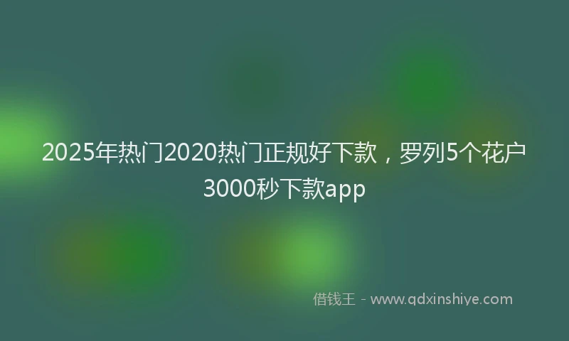 2025年热门2020热门正规好下款，罗列5个花户3000秒下款app
