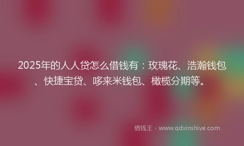 2025年的人人贷怎么借钱有：玫瑰花、浩瀚钱包、快捷宝贷、哆来米钱包、橄榄分期等。