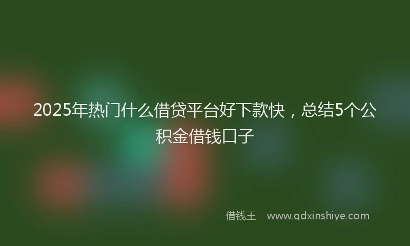 2025年热门什么借贷平台好下款快，总结5个公积金借钱口子