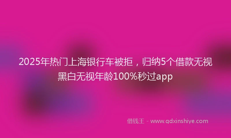 2025年热门上海银行车被拒，归纳5个借款无视黑白无视年龄100%秒过app
