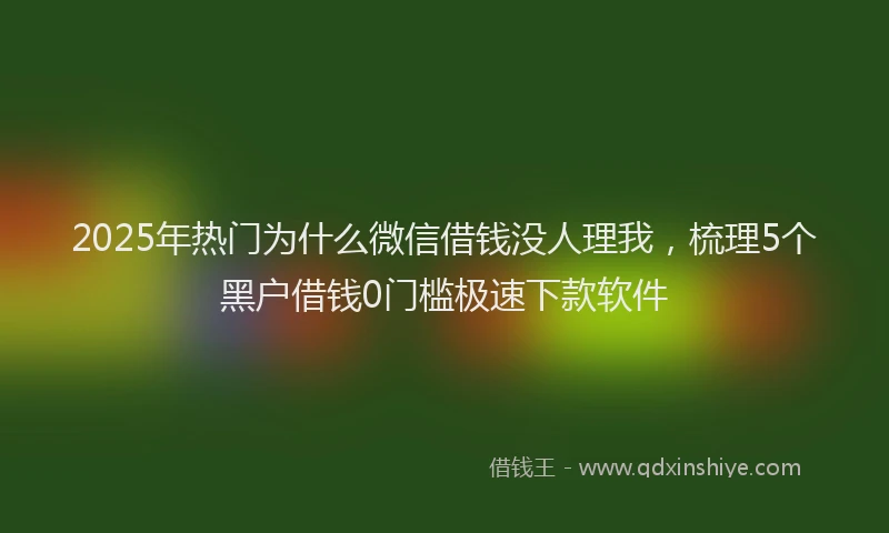 2025年热门为什么微信借钱没人理我，梳理5个黑户借钱0门槛极速下款软件