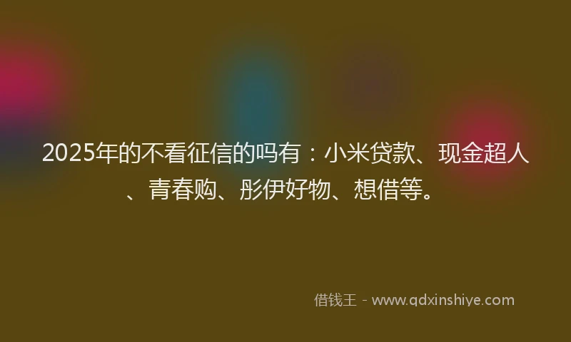 2025年的不看征信的吗有：小米贷款、现金超人、青春购、彤伊好物、想借等。