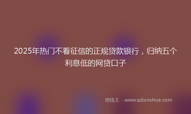 2025年热门不看征信的正规贷款银行，归纳五个利息低的网贷口子