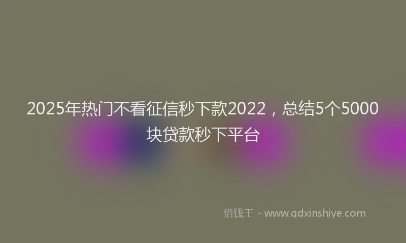2025年热门不看征信秒下款2022，总结5个5000块贷款秒下平台
