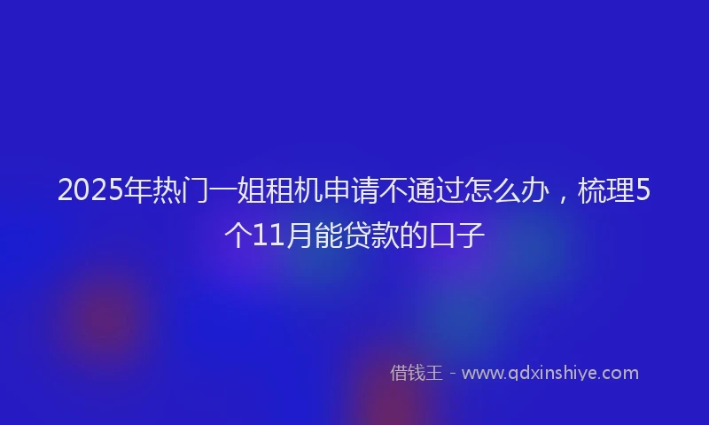 2025年热门一姐租机申请不通过怎么办，梳理5个11月能贷款的口子