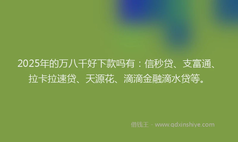 2025年的万八千好下款吗有：信秒贷、支富通、拉卡拉速贷、天源花、滴滴金融滴水贷等。