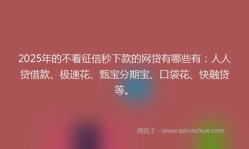 2025年的不看征信秒下款的网贷有哪些有：人人贷借款、极速花、甄宝分期宝、口袋花、快融贷等。