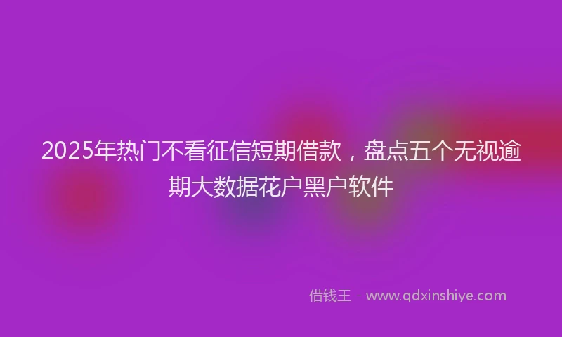 2025年热门不看征信短期借款，盘点五个无视逾期大数据花户黑户软件